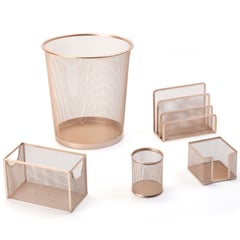 JUST HOME COLLECTION - Set Organizador de Escritorio 5 Piezas Oro Rosado