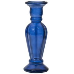 VIDRIOS SAN MIGUEL - Candelabro Decorativo Vidrio Azul 11x30x30cm