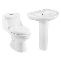 SENSI DACQUA - Inodoro One Piece Vinciny Blanco + Lavamanos Florencia Blanco + Pedestal Florencia Blanco