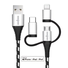 UBERMANN - Cable USB 3 en 1 2m Blanco/Negro
