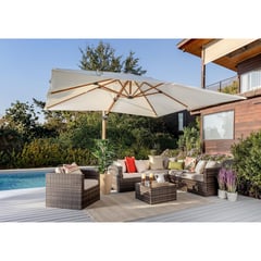 JUST HOME COLLECTION - Juego de Living Seccional de Terraza Saigon 5 Personas Beige