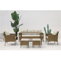 JUST HOME COLLECTION - Juego de Comedor Terraza Lima 7 Personas Beige