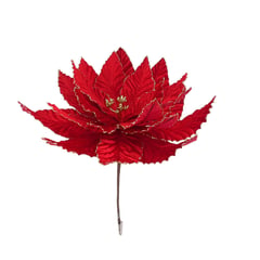 DEAR SANTA - Adorno Navidad 40cm Flor Clip Rojo Ponsettia