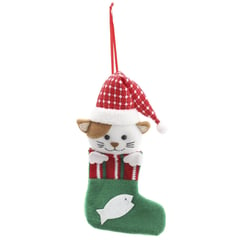 DEAR SANTA - Adorno Colgante Gato Navideño Rojo y Verde 20cm